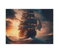 Puzzles 52x38cm/1000pcs pour Adolescents Voyage Through Time A Pirate Ship's Journey Puzzles pour Adultes, Jouet, Décoration Murale, Une Œuvre d'art, Défi Éducatif 52x38cm/1000pcs