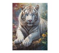 Puzzles 52x38cm/1000pcs pour Adolescents White Tiger with Blue Eyes Puzzles pour Adultes Jeux Relaxants Qui Améliorent La Mémoire, Parfaits comme Cadeaux pour Toute La Famille 52x38cm/1000pcs