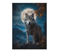 Puzzles 52x38cm/1000pcs pour Adolescents Wolf Under Full Moon Jeux Relaxants pour Adultes Difficile Difficile Cadeaux pour Les Amis Et La Famille 52x38cm/1000pcs