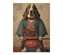 Puzzles 52x38cm/1000pcs pour Adultes Basset Hound The Samurai Puzzles pour Adultes Jeu Manuel Difficile Difficile Cadeaux pour Les Amis Et La Famille 52x38cm/1000pcs
