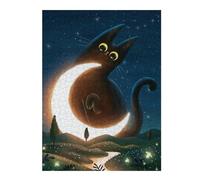 Puzzles 52x38cm/1000pcs pour Adultes Cat and The Magic Moon Casse-têtes pour Adultes, Jeu De Réflexion Difficile, Cadeau d'anniversaire Unique 52x38cm/1000pcs
