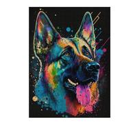 Puzzles 52x38cm/1000pcs pour Adultes Colorful German Shepherd Art Print-2 Puzzle Adulte, Jeu De Réflexion, Décoration Intérieure, Défi À Relever 52x38cm/1000pcs