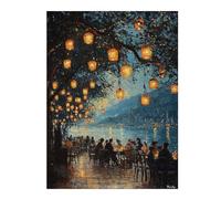 Puzzles 52x38cm/1000pcs pour Adultes Impressionist Inspired Lakeside Lantern Evening Puzzle pour Adultes, Décoration Murale, Défi Difficile, pour Les Amateurs De Jeux 52x38cm/1000pcs