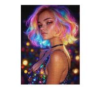 Puzzles 52x38cm/1000pcs pour Adultes Neon Hair Woman Puzzles pour Adultes Jeu Manuel Difficile Difficile Cadeaux pour Les Amis Et La Famille 52x38cm/1000pcs