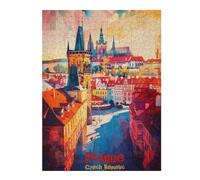 Puzzles 52x38cm/1000pcs pour Adultes Prague Art Casse-têtes pour Adultes, Jeu De Réflexion Difficile, Cadeau d'anniversaire Unique 52x38cm/1000pcs