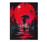 Puzzles 52x38cm/1000pcs pour Adultes Silhouette Under Red Moon Puzzles pour Adultes - Jeux Relaxants - Cadeaux De Précision pour Les Amis Et La Famille 52x38cm/1000pcs