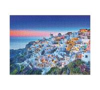 Puzzles 52x38cm/1000pcs pour Adultes Sunset Over Cliffside Village Puzzles pour Adultes Jeux Relaxants Découpe De Précision Stimule Le Cerveau 52x38cm/1000pcs