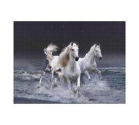 Puzzles 52x38cm/1000pcs pour Adultes White Horses Galloping on The Beach Puzzles pour Adultes Jeux Relaxants Découpe De Précision Stimule Le Cerveau 52x38cm/1000pcs