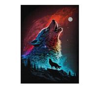 Puzzles 52x38cm/1000pcs pour Adultes Wolf Howling at Moon -2 Puzzles pour Adultes, Jouets À Monter Soi-même, Cadeaux pour Femmes (Anniversaire, Noël) 52x38cm/1000pcs