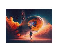 Puzzles 52x38cm/1000pcs Space Exploration Astronaut and Futuristic Ship Puzzles pour Adultes, Jeu Familial, Cadeaux pour Femmes, À Offrir À Toute La Famille 52x38cm/1000pcs