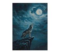 Puzzles 52x38cm/1000pcs Wolf Howling at The Moon Casse-tête pour Adultes, Jeu De Réflexion, pour S'amuser en Famille, Cadeaux d'anniversaire Et De Noël Uniques 52x38cm/1000pcs