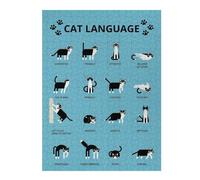 Puzzles 52x38cm/1000pcsPour Adolescents Cat Language Poster Puzzles pour Adultes Jouets Anti-Stress Cadeaux d'anniversaire pour Les Amis Et La Famille 52x38cm/1000pcs