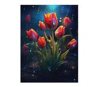 Puzzles 52x38cm/1000pcsPour Adolescents Rainy Tulip Flower Puzzle Jeux De Famille Décoration Intérieure Cadeaux Anti-Stress 52x38cm/1000pcs