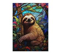 Puzzles 52x38cm/1000pcsPour Adolescents Sloth Stained Glass Window Puzzles pour Adultes Jouets Anti-Stress Cadeaux d'anniversaire pour Les Amis Et La Famille 52x38cm/1000pcs