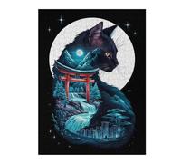 Puzzles 52x38cm/1000pcsPour Adultes Cat Silhouette Torii Gate Casse-têtes pour Adultes, Jeu De Réflexion Difficile, Cadeau d'anniversaire Unique 52x38cm/1000pcs
