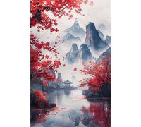 Puzzles 70 Pièces Adultes Peinture L'Encre Feuilles D'Érable 20 x 15 cm Jeu Educatif Puzzle Impossible Puzzle Adultes 70 Pièces Puzzles