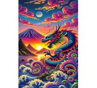 Puzzles 70 Pièces Adultes Vague Dragon, Jeu de Patience et de Réflexion, Jeu éducatif Défi Jouets 70 Pièces Puzzles pour Adultes 20 x 15 cm