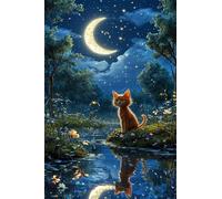 Puzzles 700 Pièces Adultes Chat Moon River 52x38 cm, Jeu éducatif Défi Jouet Développe Observation et Logique, Puzzle 700 Pieces
