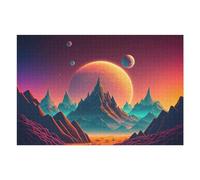 Puzzles 75x50cm/1000pcs Alien Landscape with Glowing Mountains Puzzles pour Adultes, Jeu Familial, Cadeaux pour Femmes, À Offrir À Toute La Famille 75x50cm/1000pcs
