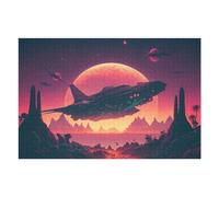 Puzzles 75x50cm/1000pcs Alien Spaceship Over Desert Planet Puzzles pour Adultes, Jeu Familial, Cadeaux pour Femmes, À Offrir À Toute La Famille 75x50cm/1000pcs