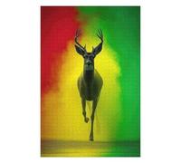 Puzzles 75x50cm/1000pcs Deer in Rasta Colors Casse-tête pour Adultes, Jeu De Réflexion, pour S'amuser en Famille, Cadeaux d'anniversaire Et De Noël Uniques 75x50cm/1000pcs
