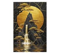 Puzzles 75x50cm/1000pcs Golden Waterfall and Bonsai Trees Casse-tête pour Adultes, Jeu De Réflexion, pour S'amuser en Famille, Cadeaux d'anniversaire Et De Noël Uniques 75x50cm/1000pcs