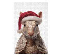 Puzzles 75x50cm/1000pcs pour Adolescents Armadillo Christmas with Santa Hat Portrait Jeu De Puzzle Familial pour Adultes, Amusant Et Humoristique, pour Stimuler Le Cerveau 75x50cm/1000pcs