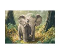 Puzzles 75x50cm/1000pcs pour Adolescents Baby Elephant in Enchanted Forest Puzzle Adulte Jeu Manuel Décoration Parfaite Aide À Exercer Le Cerveau 75x50cm/1000pcs