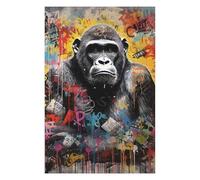 Puzzles 75x50cm/1000pcs pour Adolescents Banksy Style Gorilla Art Puzzle Adulte Jeu Manuel D'assemblage De Motifs pour Les Jeux 75x50cm/1000pcs