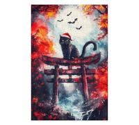 Puzzles 75x50cm/1000pcs pour Adolescents Black Cat in Torii Gate Puzzle pour Adultes, Jouet, Décoration Murale, pour S'amuser en Famille, Défi À Relever 75x50cm/1000pcs