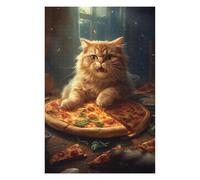 Puzzles 75x50cm/1000pcs pour Adolescents Cat with Pizza Puzzles pour Adultes Jeu Manuel pour S'amuser en Famille Cadeaux Anti-Stress 75x50cm/1000pcs