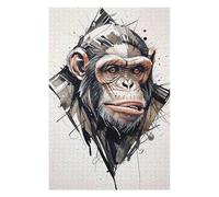 Puzzles 75x50cm/1000pcs pour Adolescents Chimpanzee Portrait Puzzles pour Adultes Jeu Manuel Améliore La Mémoire pour Les Joueurs 75x50cm/1000pcs
