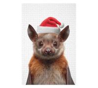 Puzzles 75x50cm/1000pcs pour Adolescents Christmas Bat with Santa Hat Puzzles pour Adolescents - Jeu Manuel - Décoration Murale - Cadeaux Anti-Stress 75x50cm/1000pcs