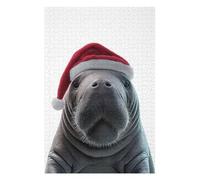 Puzzles 75x50cm/1000pcs pour Adolescents Christmas Manatee with Santa Hat Portrait Puzzles pour Adultes Jeux De Société pour S'amuser en Famille Un pour Les Jeux 75x50cm/1000pcs