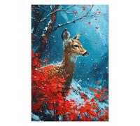 Puzzles 75x50cm/1000pcs pour Adolescents Cold Deer in Cherry Tree Puzzles pour Adultes Jeux De Détente Découpe De Précision Défi À Compléter 75x50cm/1000pcs
