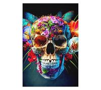 Puzzles 75x50cm/1000pcs pour Adolescents Colorful Floral Skull Artwork-1 Puzzles pour Adultes Jeu Manuel pour S'amuser en Famille Cadeaux Anti-Stress 75x50cm/1000pcs
