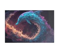 Puzzles 75x50cm/1000pcs pour Adolescents Dolphin in Abstract Watercolor Puzzles pour Adultes Jeux Relaxants Qui Améliorent La Mémoire, Parfaits comme Cadeaux pour Toute La Famille 75x50cm/1000pcs