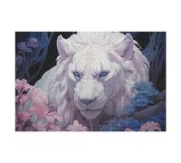 Puzzles 75x50cm/1000pcs Pour Adolescents Enchanted White Lion Amidst Flowers Puzzles Pour Adultes Jeux Relaxants Qui Améliorent La Mémoire, Parfaits Comme Cadeaux Pour Toute La Famille 75x50cm/1000pcs