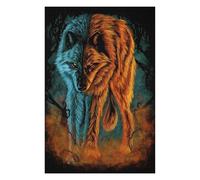 Puzzles 75x50cm/1000pcs pour Adolescents Fire and Ice Wolf Puzzle Adulte Jeu Manuel D'assemblage De Motifs pour Les Jeux 75x50cm/1000pcs