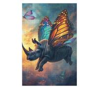 Puzzles 75x50cm/1000pcs pour Adolescents Flying Rhino with Wings Jeux Relaxants pour Adultes Difficile Difficile Cadeaux pour Les Amis Et La Famille 75x50cm/1000pcs