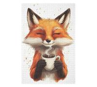 Puzzles 75x50cm/1000pcs pour Adolescents Fox with Coffee Puzzle Adulte Jeu Manuel D'assemblage De Motifs pour Les Jeux 75x50cm/1000pcs