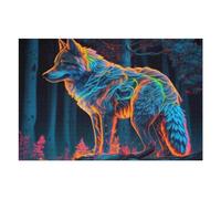 Puzzles 75x50cm/1000pcs pour Adolescents Glowing Forest Wolf Artwork Puzzle Adulte Jeu Manuel Décoration Parfaite Aide À Exercer Le Cerveau 75x50cm/1000pcs