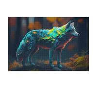 Puzzles 75x50cm/1000pcs pour Adolescents Glowing Forest Wolf Puzzles pour Adultes À Monter Soi-même, Jouets, Décoration Parfaite, Cadeaux Anti-Stress 75x50cm/1000pcs