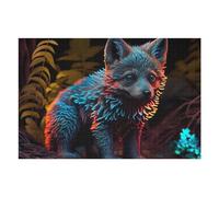 Puzzles 75x50cm/1000pcs pour Adolescents Glowing Fox in Neon Forest Puzzles pour Adultes, Jouet, Décoration Murale, Une Œuvre d'art, Défi Éducatif 75x50cm/1000pcs
