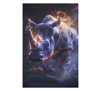 Puzzles 75x50cm/1000pcs pour Adolescents Glowing Rhino Jeux Relaxants pour Adultes Difficile Difficile Cadeaux pour Les Amis Et La Famille 75x50cm/1000pcs