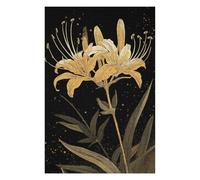 Puzzles 75x50cm/1000pcs pour Adolescents Golden Lily on Black Background Puzzles pour Adultes Jeux De Société pour S'amuser en Famille Un pour Les Jeux 75x50cm/1000pcs