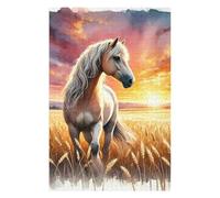Puzzles 75x50cm/1000pcs pour Adolescents Horse in Golden Field Puzzle Adulte Jeu Manuel D'assemblage De Motifs pour Les Jeux 75x50cm/1000pcs