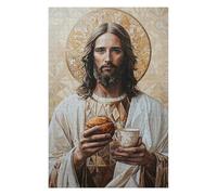 Puzzles 75x50cm/1000pcs pour Adolescents Jesus with Bread and Chalice Puzzles pour Adolescents - Jeu Manuel - Décoration Murale - Cadeaux Anti-Stress 75x50cm/1000pcs