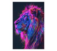 Puzzles 75x50cm/1000pcs pour Adolescents Neon Glitch Lion Jeux Relaxants pour Adultes Difficile Difficile Cadeaux pour Les Amis Et La Famille 75x50cm/1000pcs