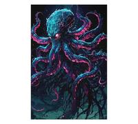 Puzzles 75x50cm/1000pcs pour Adolescents Neon Octopus Fantasy Creature Illustration Puzzles pour Adultes Jeux De Société pour S'amuser en Famille Un pour Les Jeux 75x50cm/1000pcs